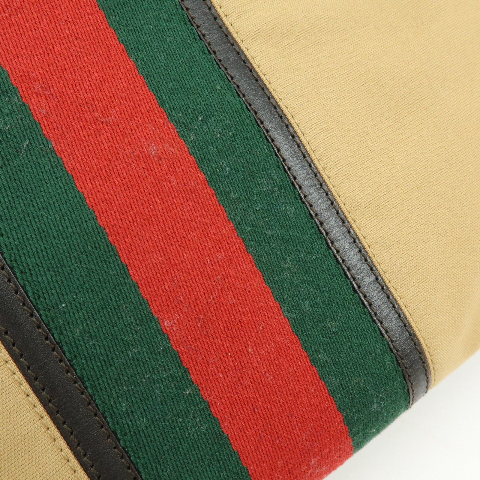 GUCCI Sherry Canvas Leather Tote Bag Shoulder Bag Brown Beige 002・1119