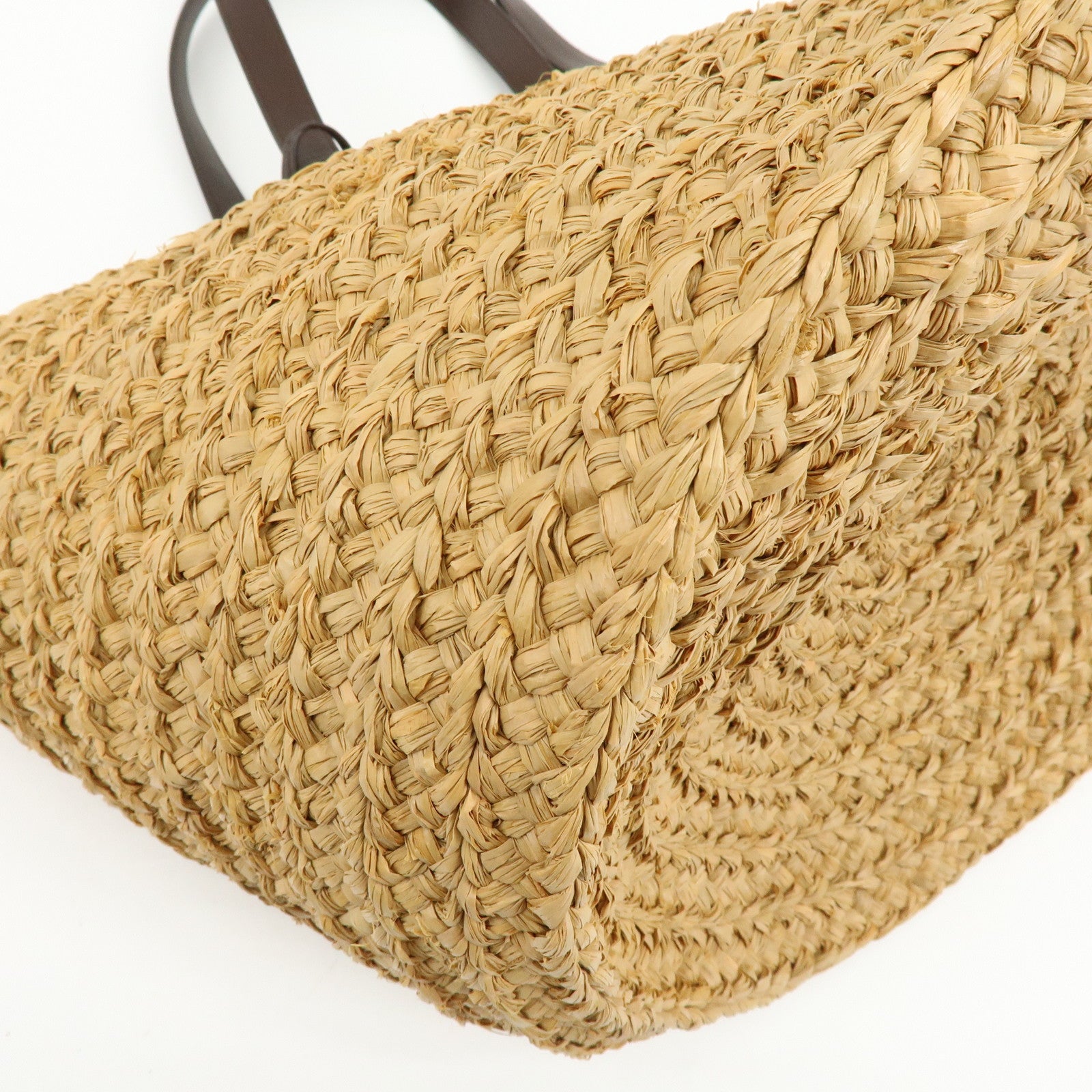SAINT LAURENT PARIS Raffia Leather Panier Tote Bag Natural 579521