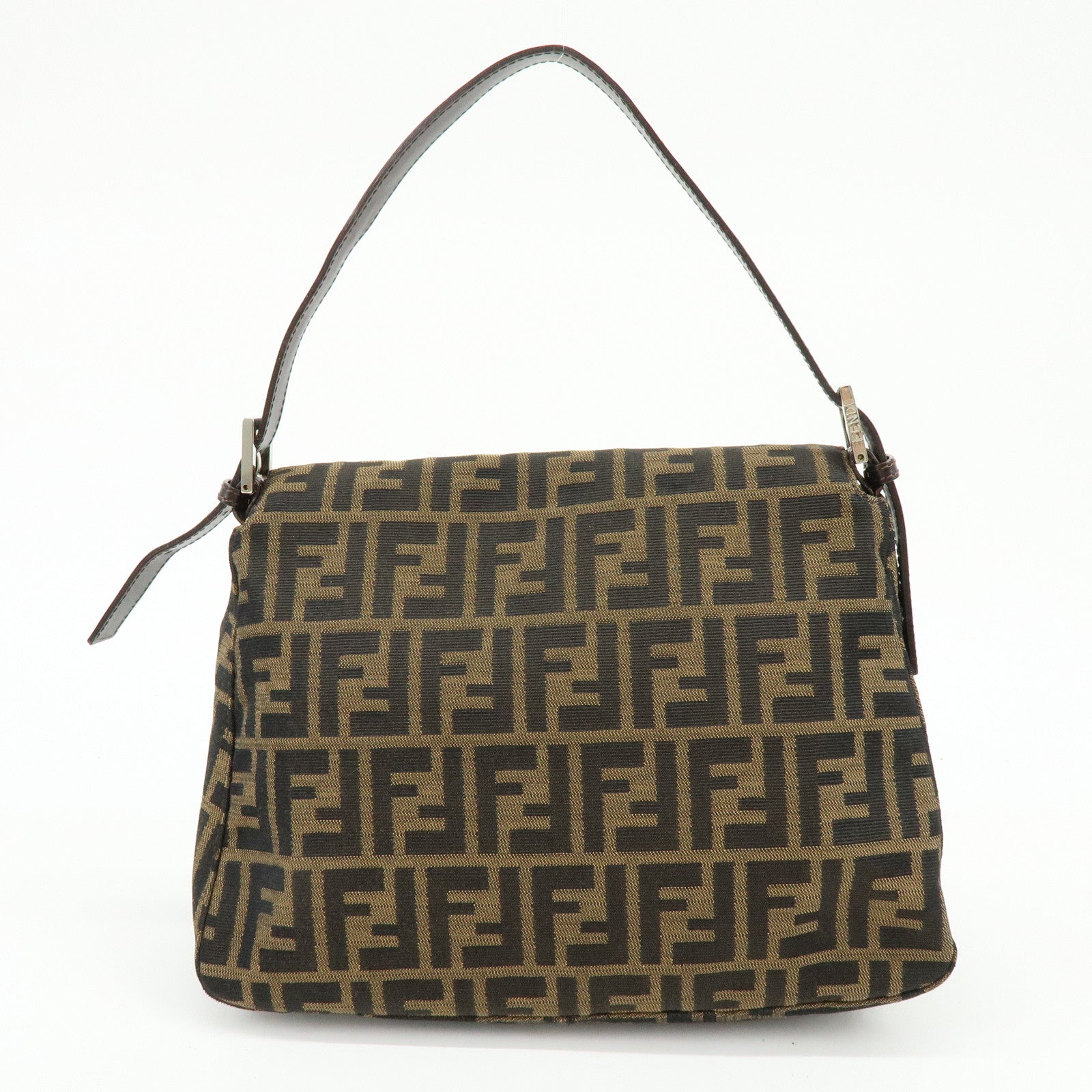 FENDI Mamma Baguette Zucca Canvas Leather Shoulder Bag Hand Bag 26325