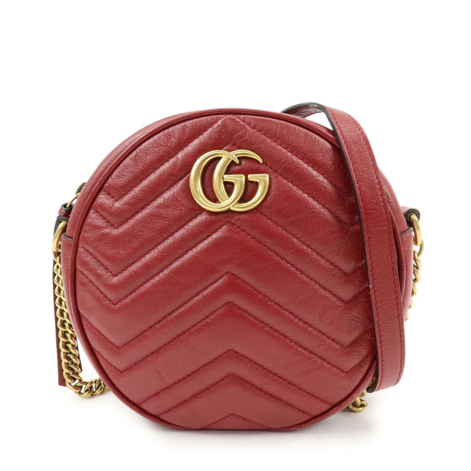 GUCCI GG Marmont Chevron Leather Chain Shoulder Bag Heart 550154