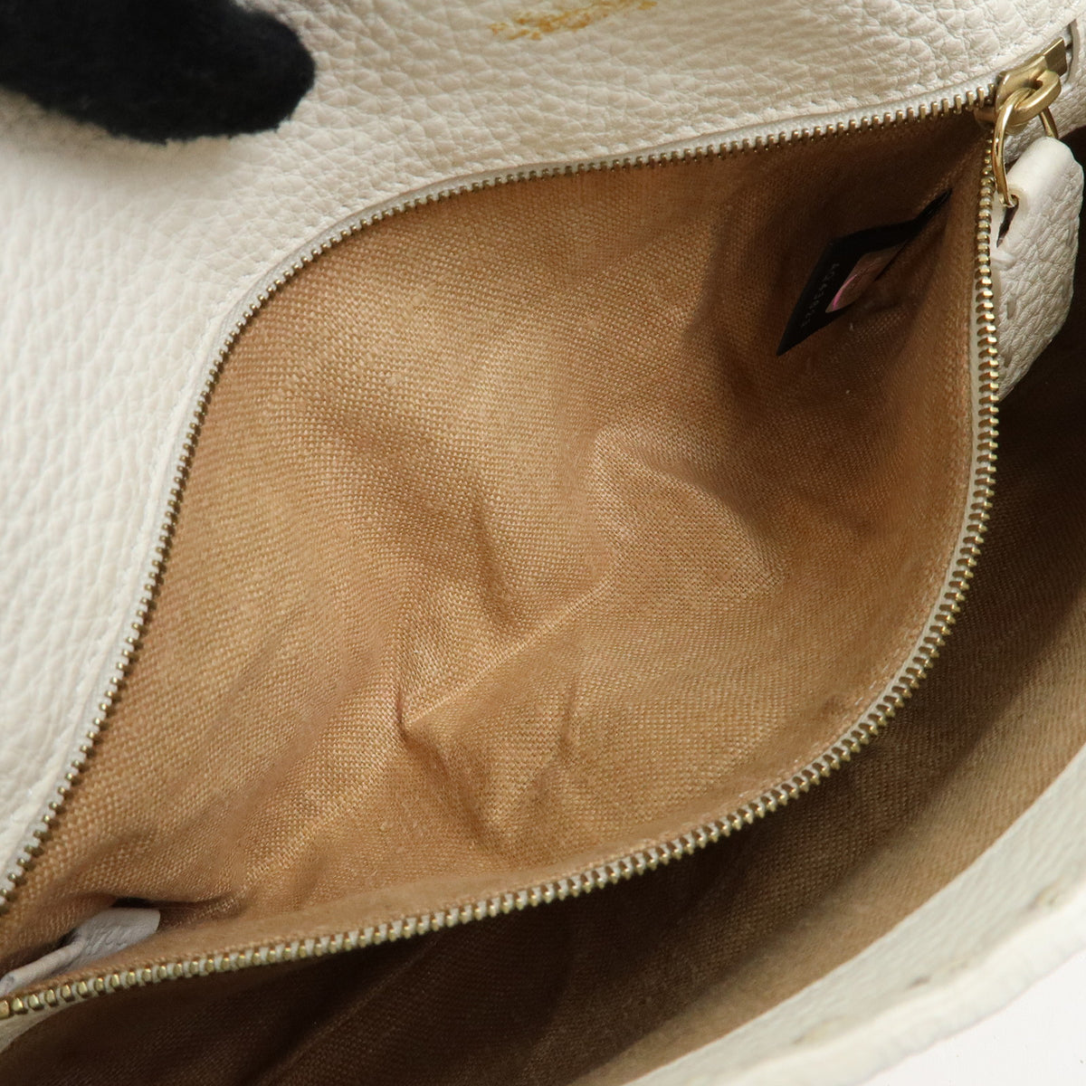 FENDI Selleria Mamma Baguette Leather Hand Bag White 8BR101