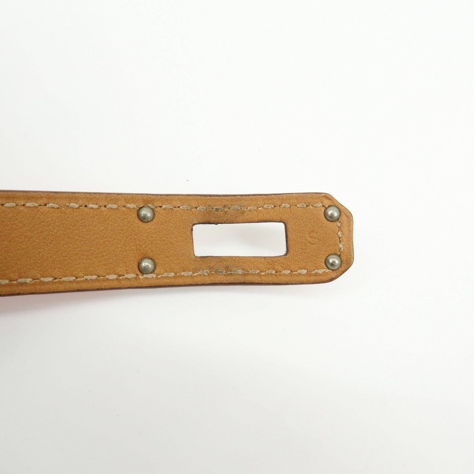 HERMES Kelly Double Tour Leather Bangle Bracelet ☐P Stamped Orange