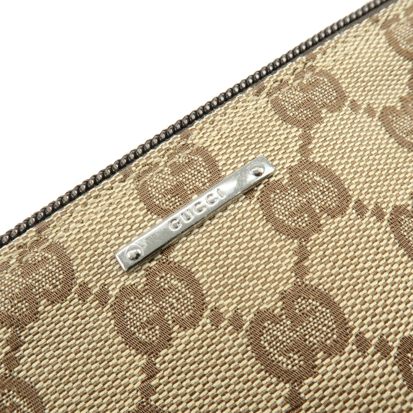 GUCCI Boat Bag GG Canvas Leather Hand Bag Accessory Pouch 07198