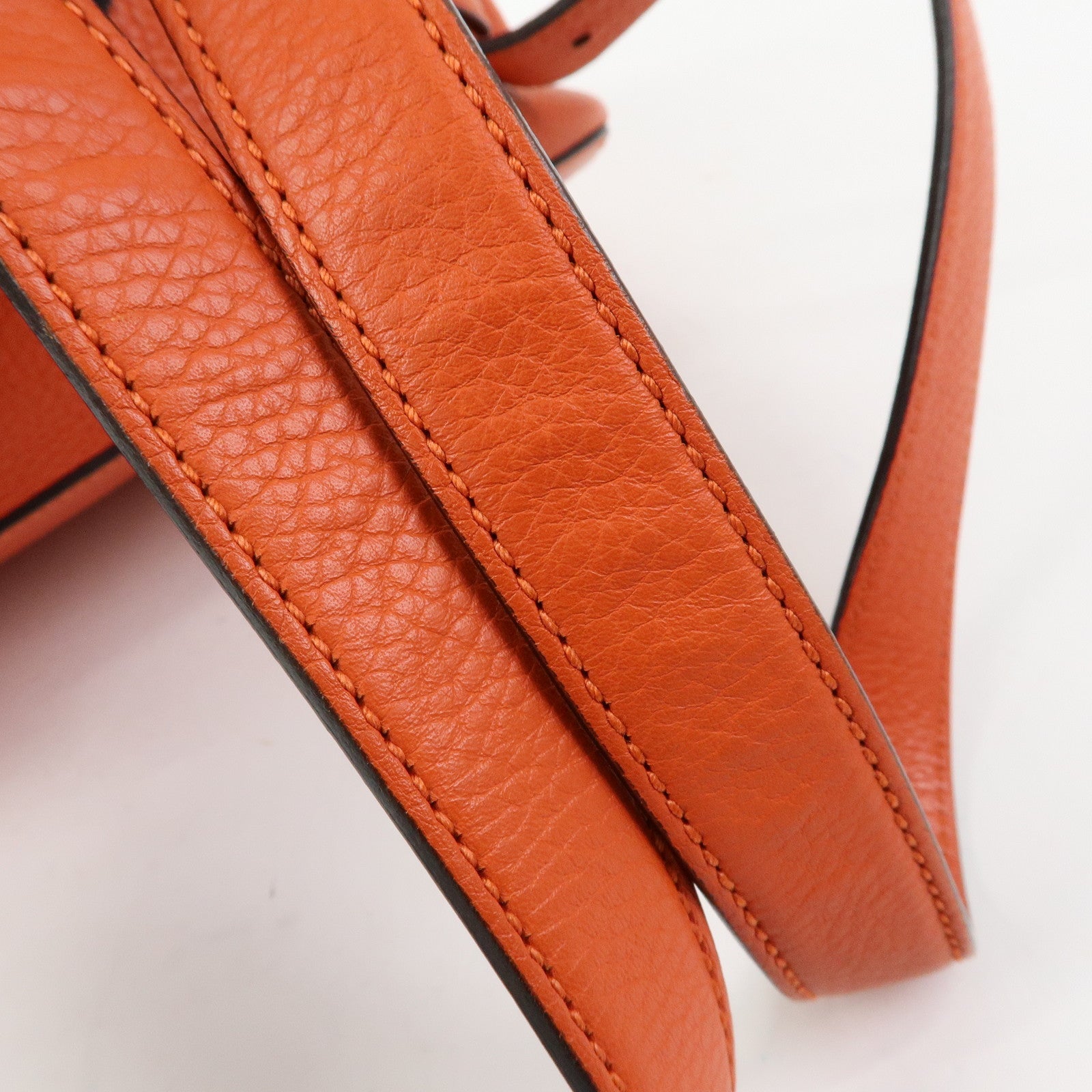GUCCI Bamboo Leather Backpack Rucksack Tassel Strap Orange 387149