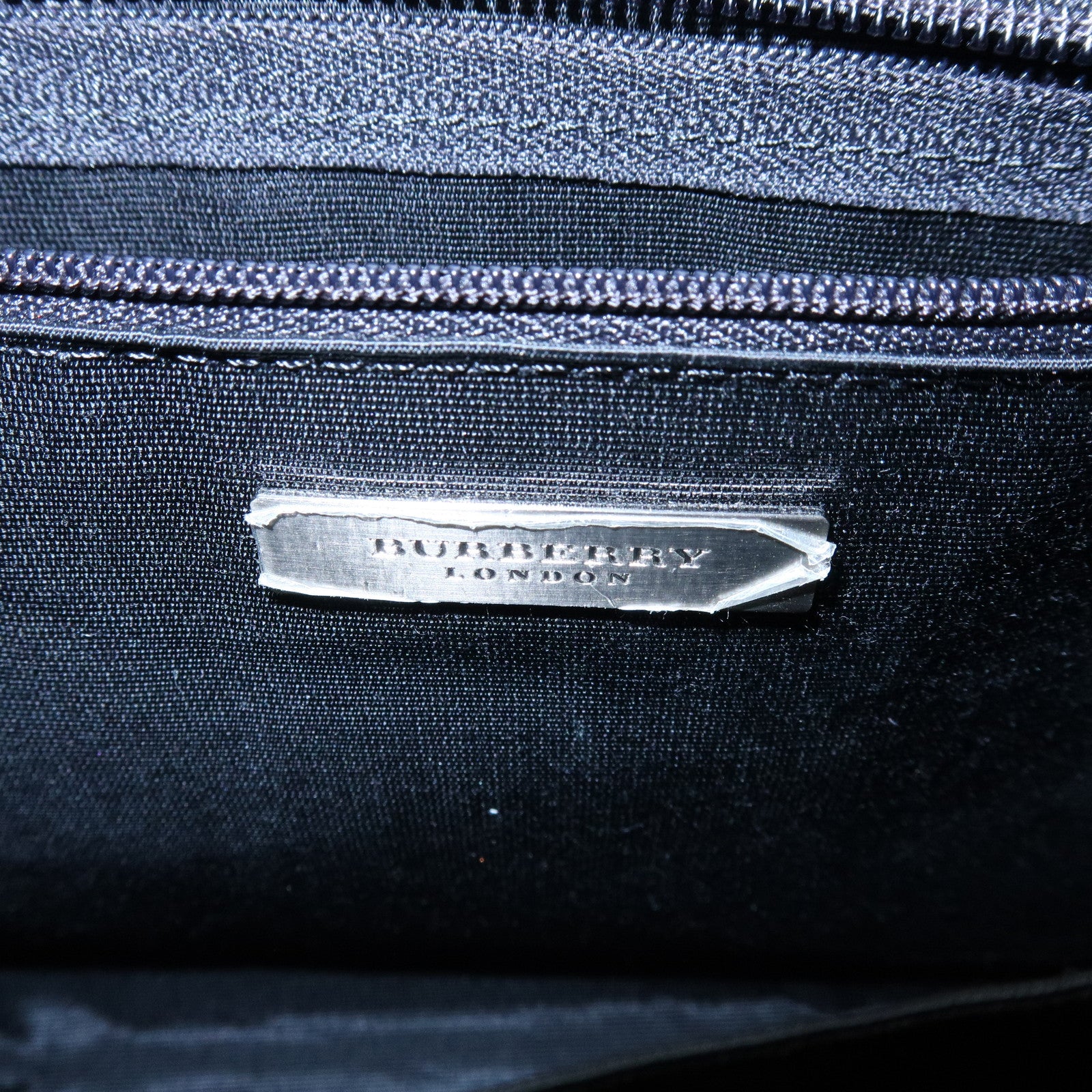 BURBERRY Logo Leather Tote Bag Hand Bag Nova Plaid Black