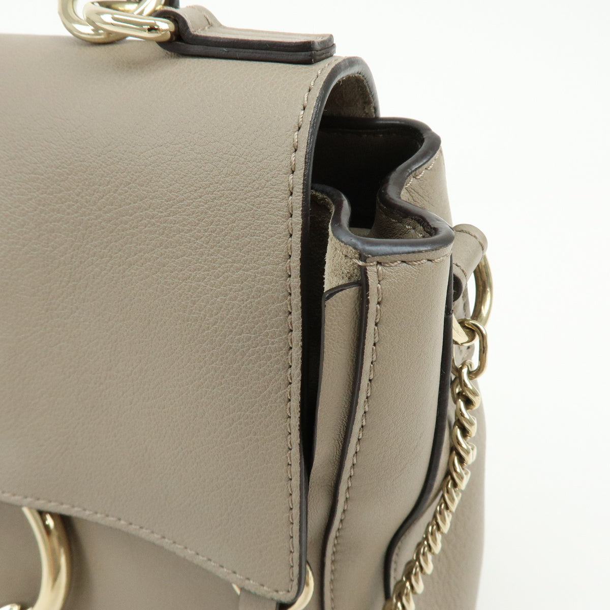 Chloe Faye Day Leather 2Way Bag Hand Bag Shoulder Bag Greige