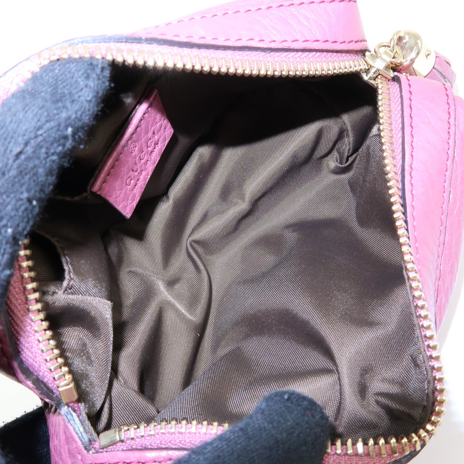 GUCCI Interlocking G SOHO Leather Cosmetic Pouch Makeup Case 308634