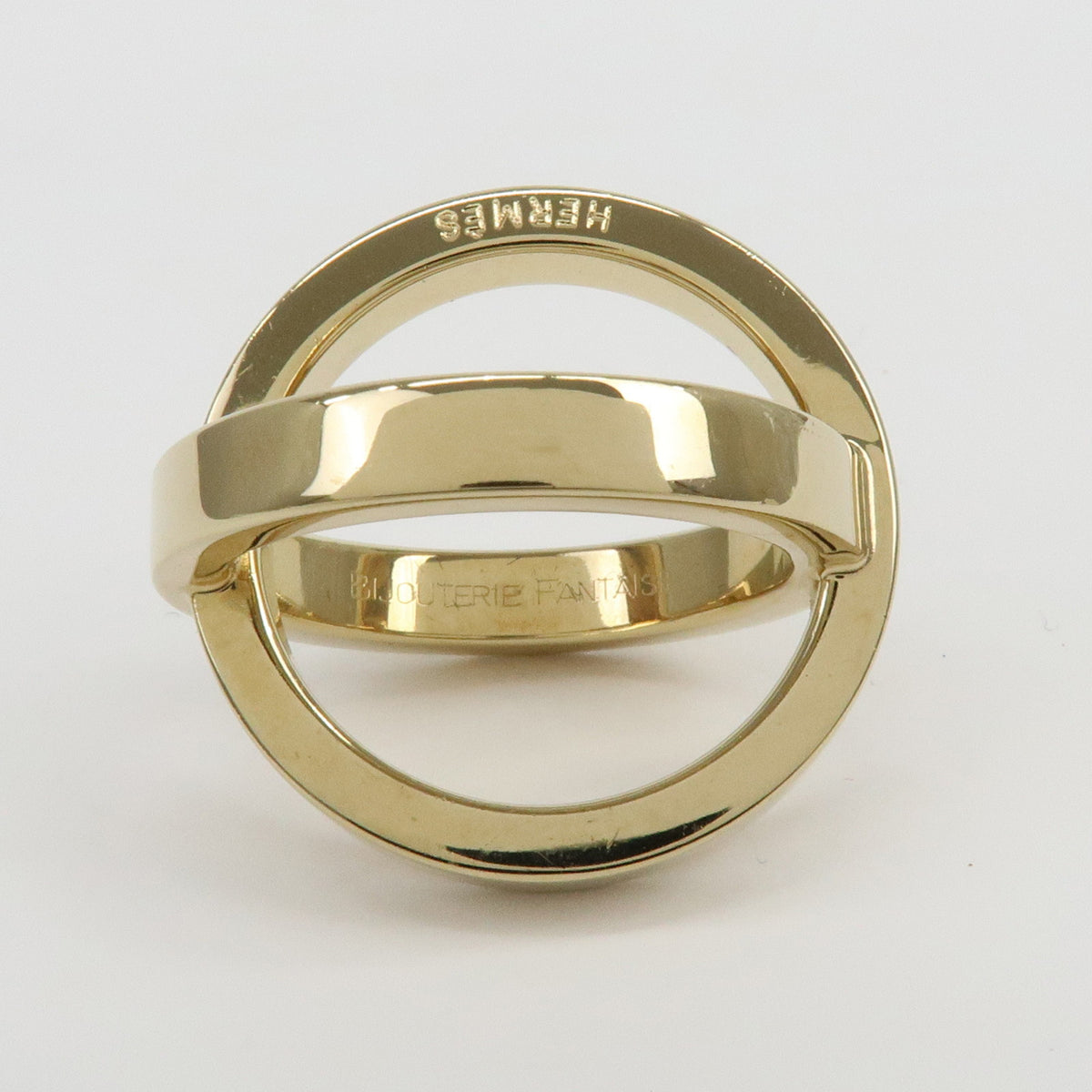HERMES Lot of 2 Chaine d'Ancre Enchainee Cosmos Metal Scarf Ring Gold
