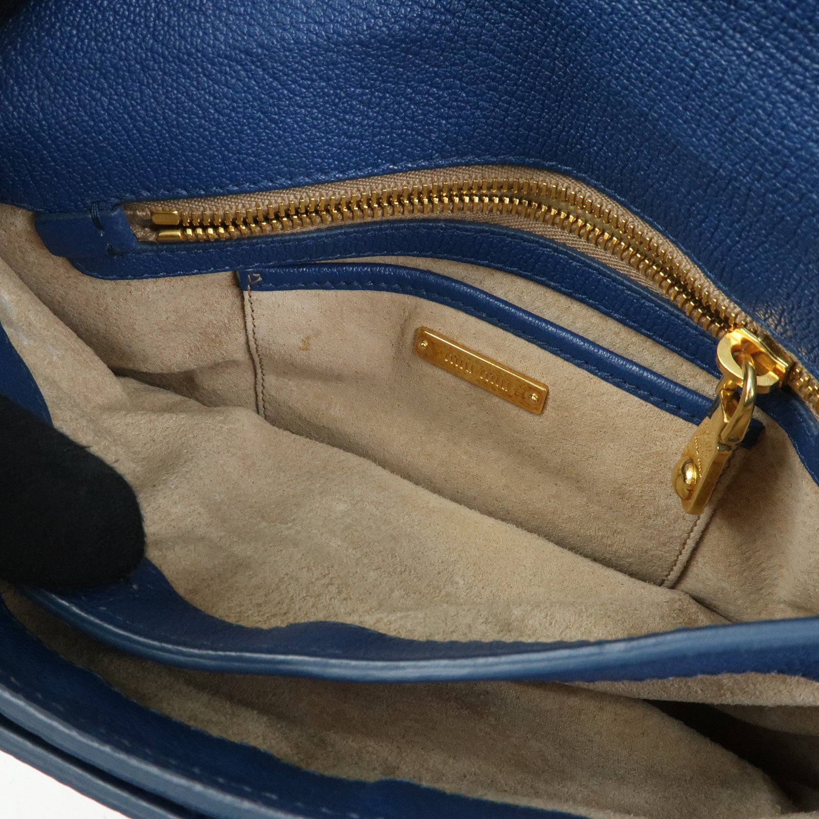 MIU MIU Madras Leather Shoulder Bag Hand Bag Blue