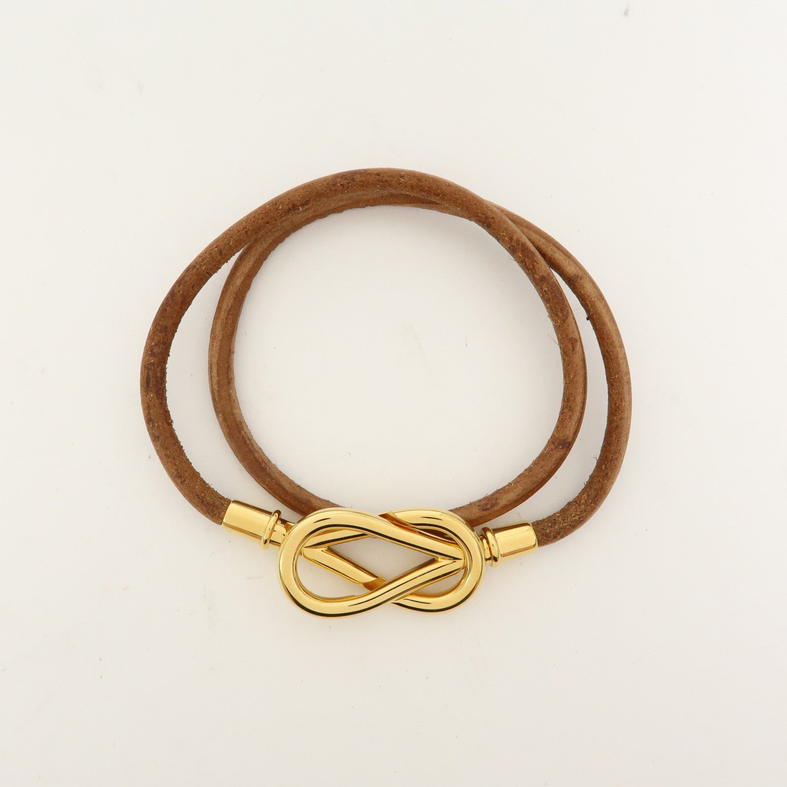 Hermes Atame Double Tour Jumbo Leather Metal Bracelet Choker Brown
