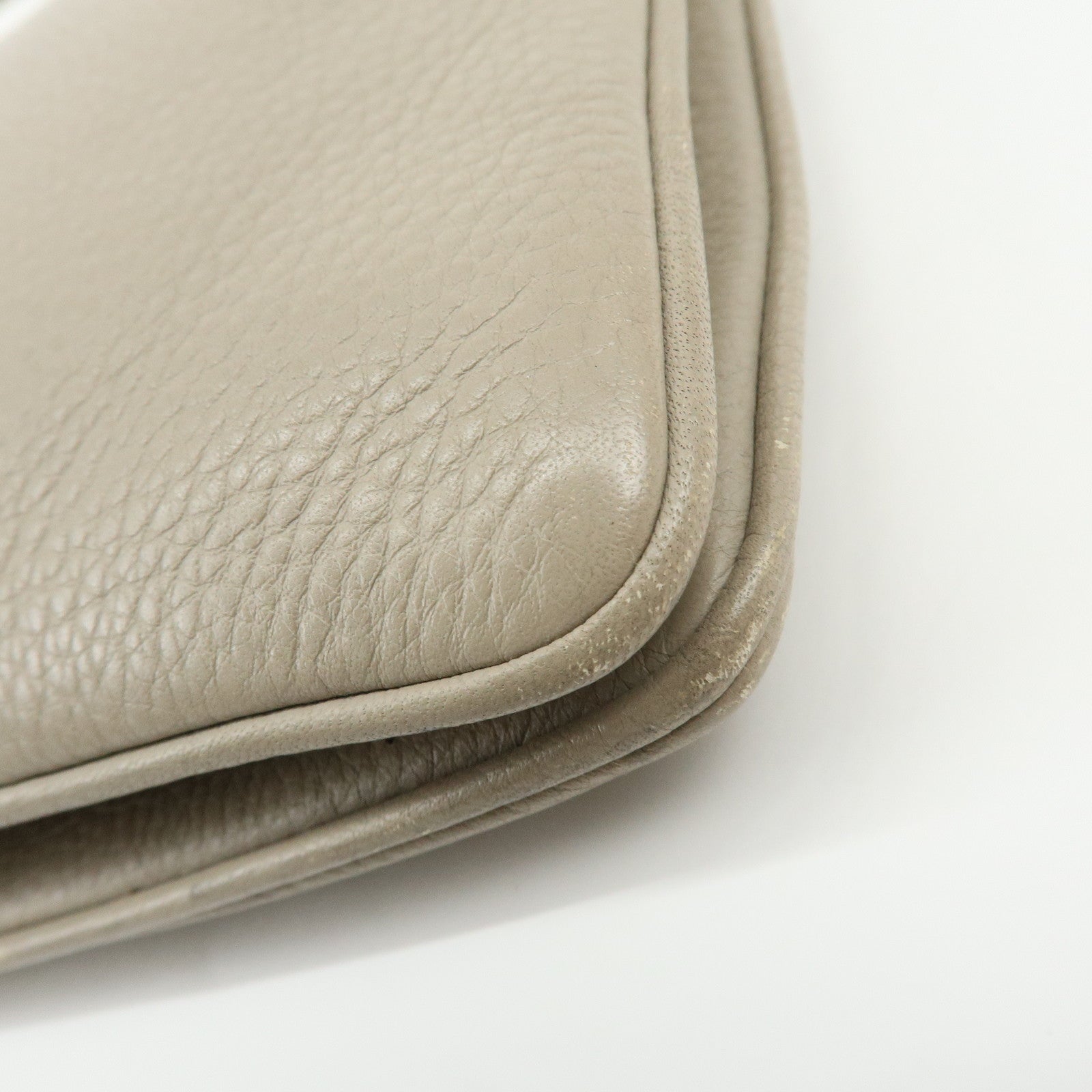 PRADA Logo Leather Shoulder Bag Crossbody Bag Beige 1BH046
