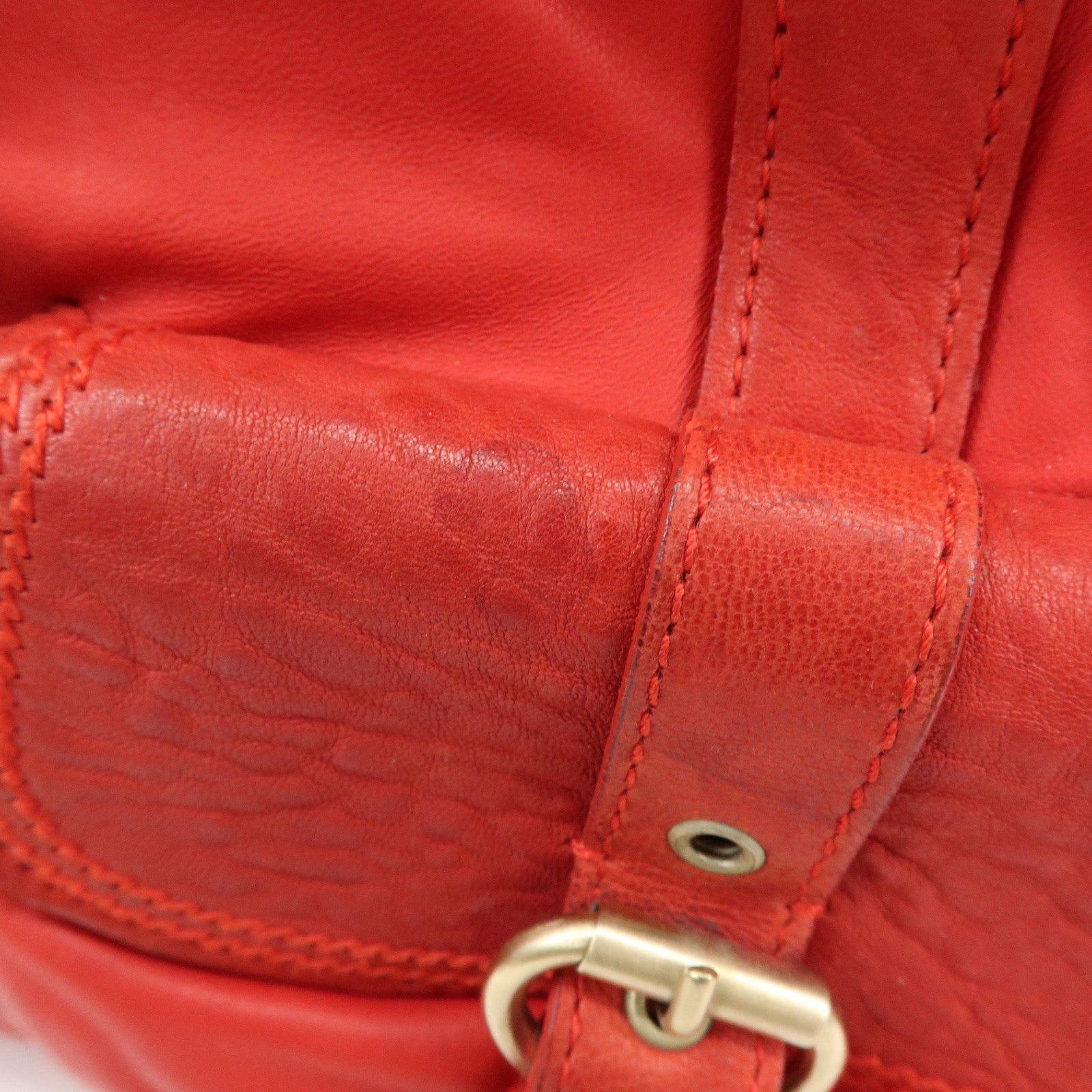 Christian Dior My Dior Logo Leather Hand Bag Satchel Bag Red