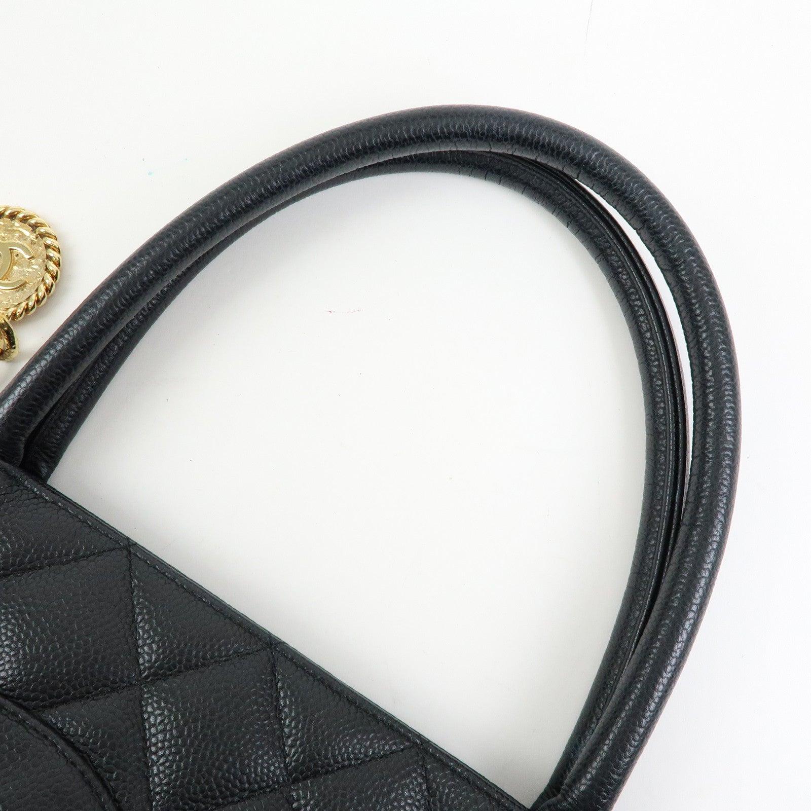 CHANEL Matelasse COCO Mark Medallion Tote Bag Hand Bag Black A01804