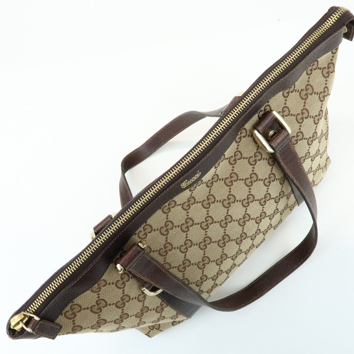 GUCCI Abbey GG Canvas Leather Tote Bag Hand Bag Beige Brown 141470