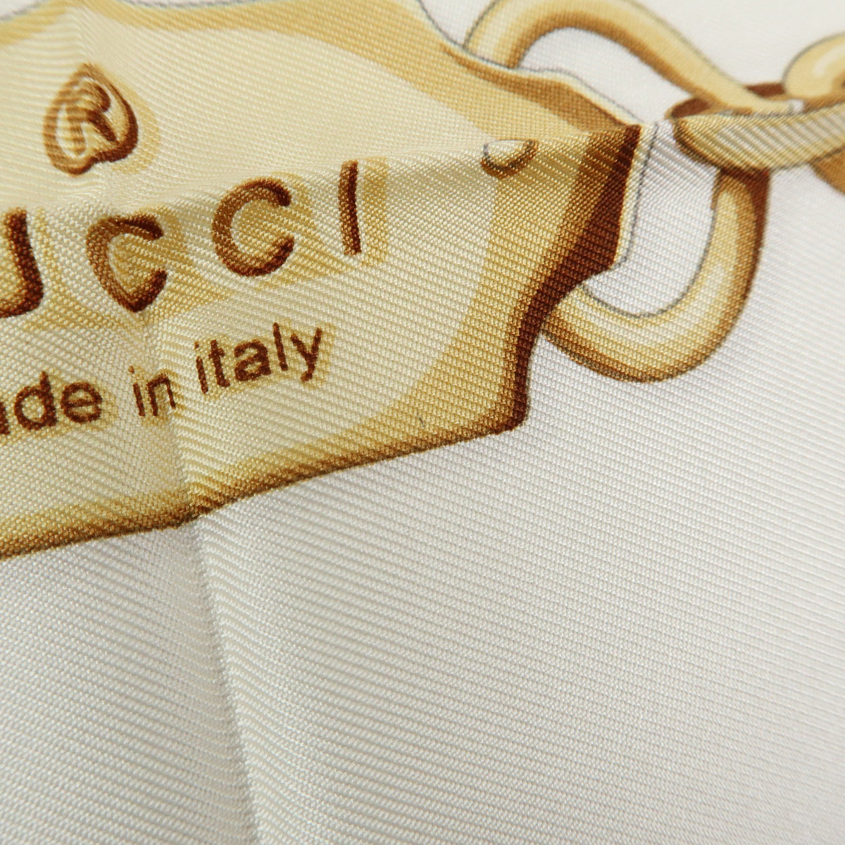 GUCCI Horsebit Silk100% Scarf Shawl White