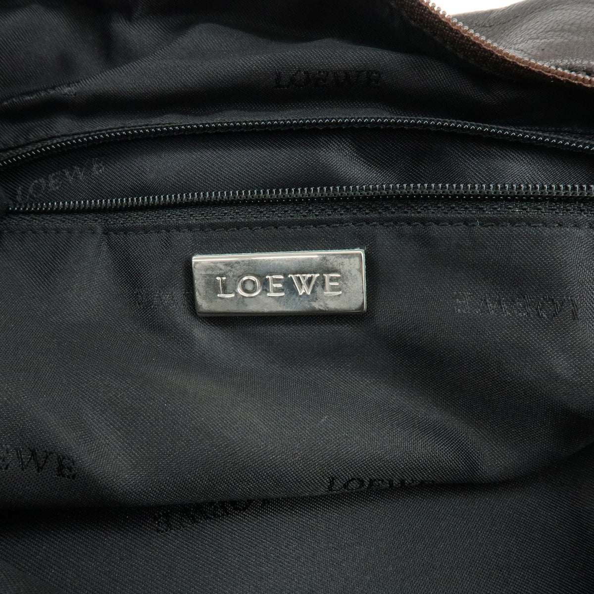 LOEWE Anagram Nappa Leather Shoulder Bag Hand Bag Dark Brown