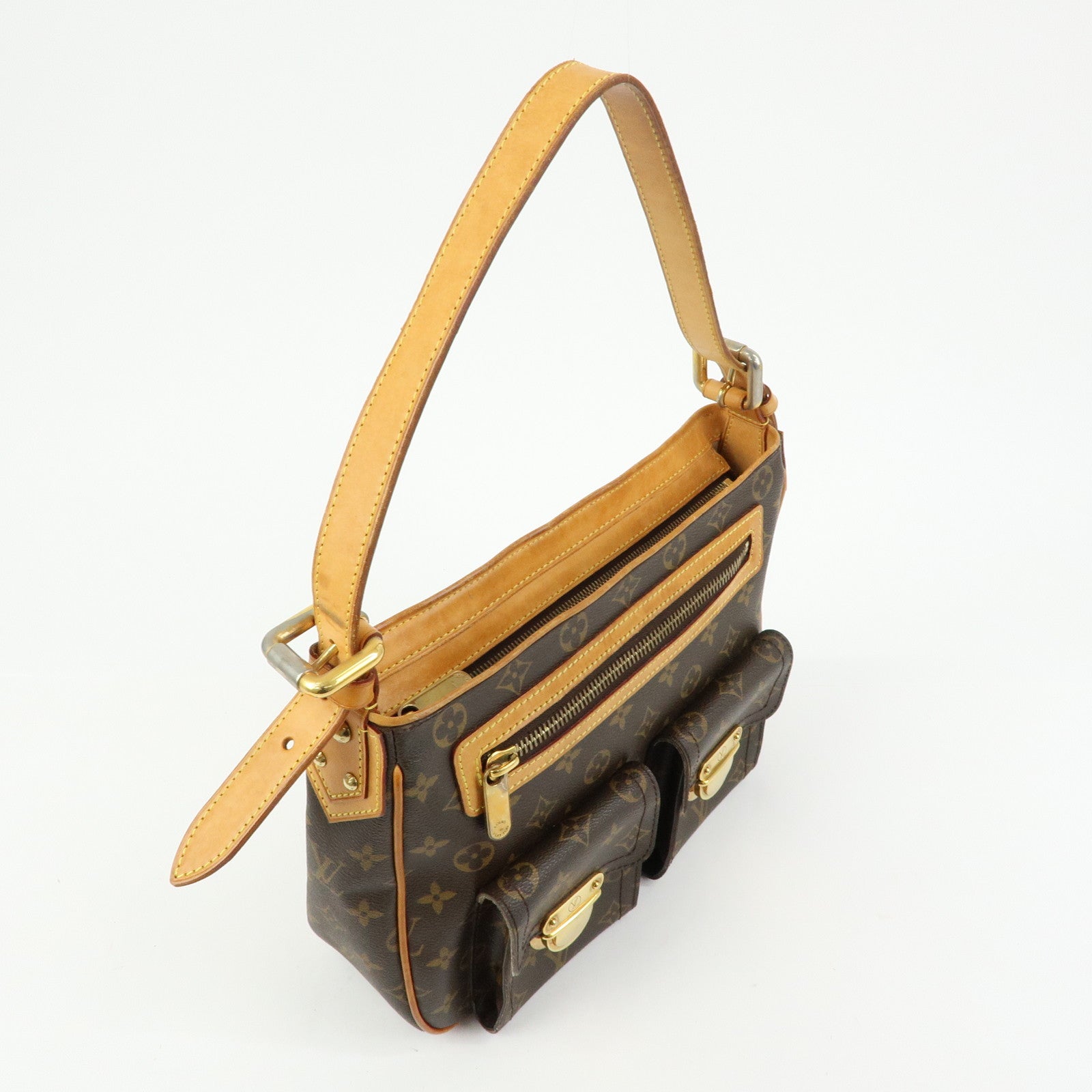 Louis Vuitton Monogram Hudson GM Canvas Shoulder Bag Brown M40045