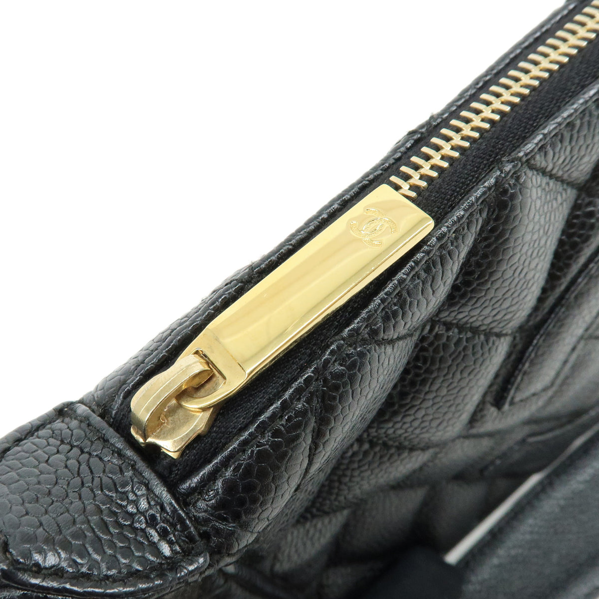 CHANEL Matelasse Caviarskin Chain Shoulder Bag Black A22476