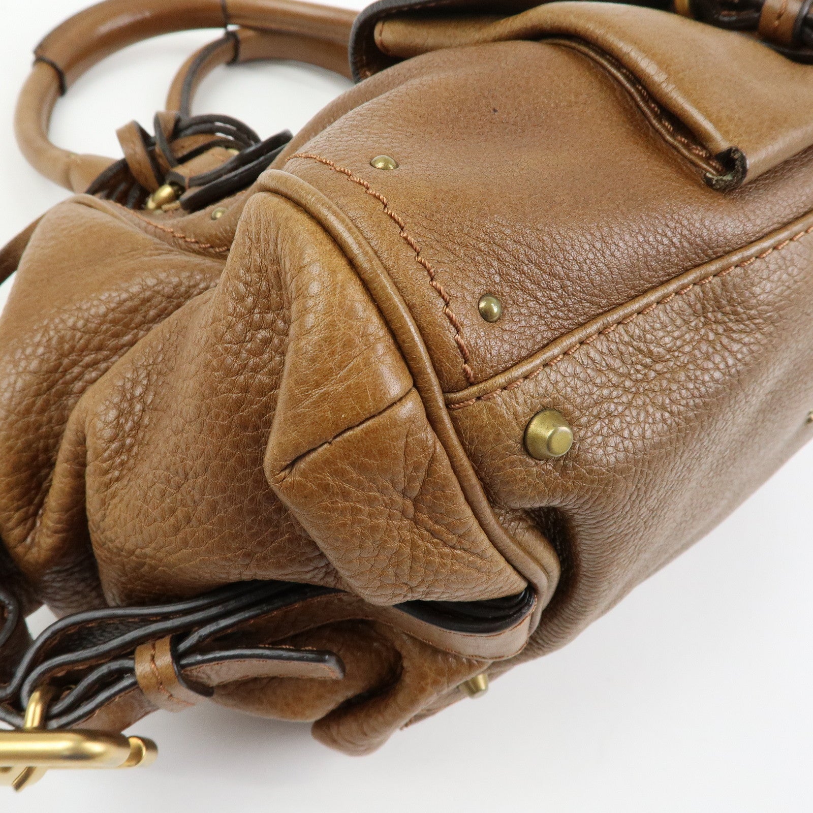 Chloe Paddington Leather Hand Bag Boston Bag Brown