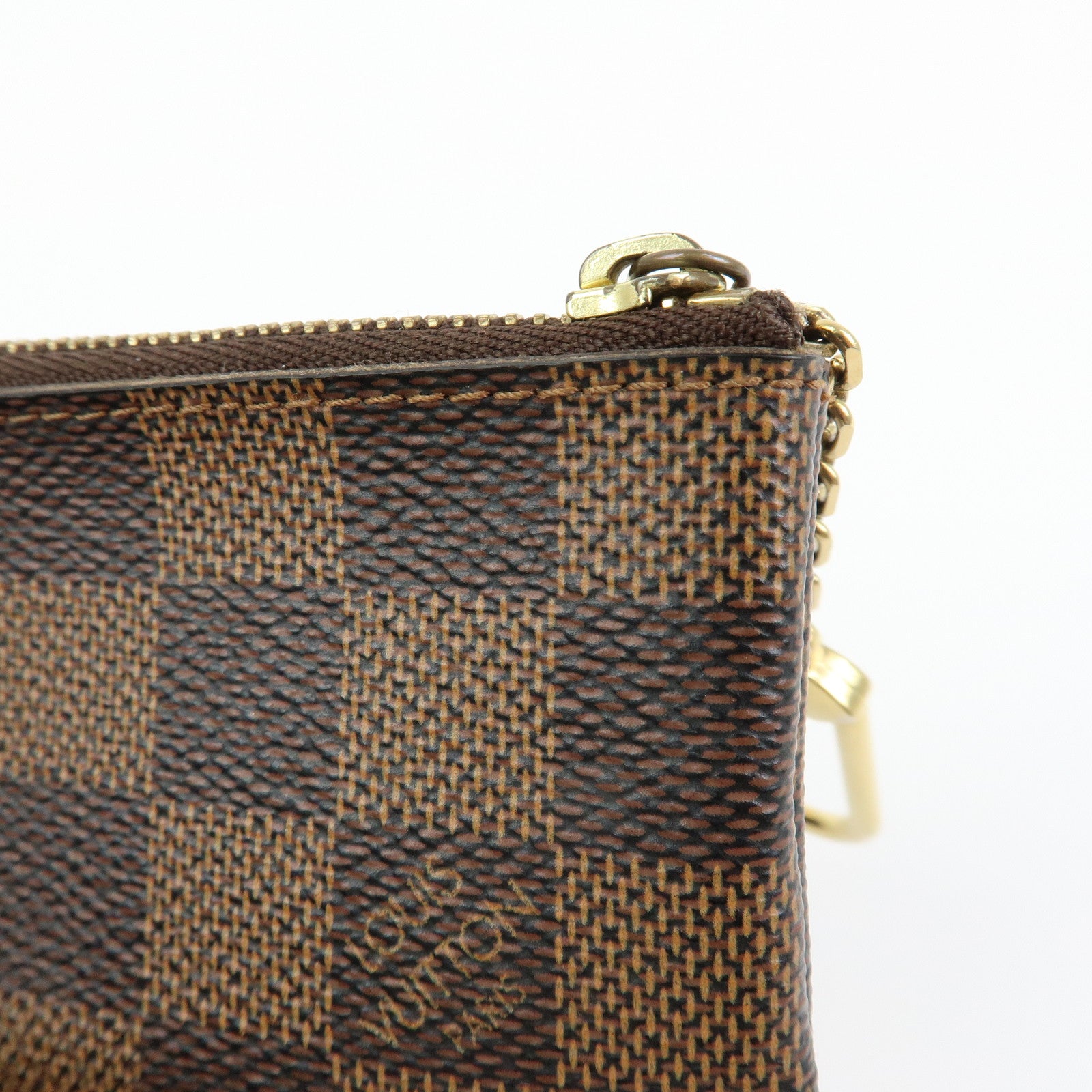 Louis Vuitton Damier Canvas Pochette Cles Coin Case Brown Ebene N62658