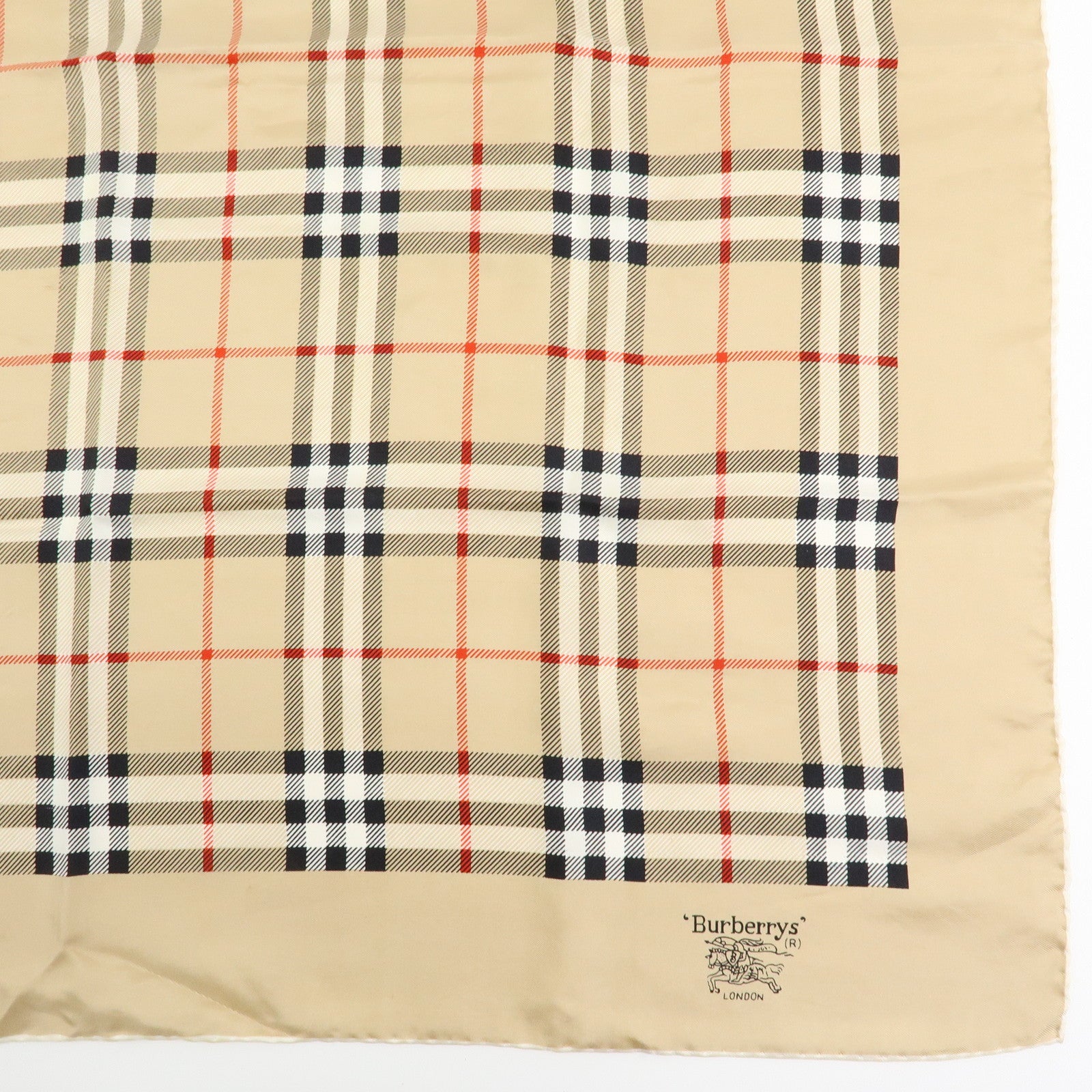 BURBERRY Nova Plaid Silk 100% Scarf Beige Black Red
