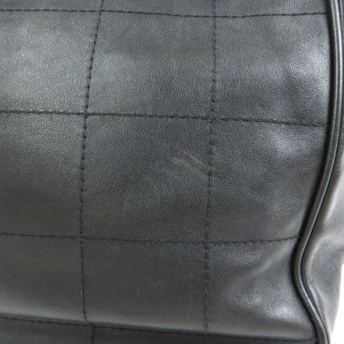 CHANEL Chocolate Bar COCO Mark Lamb Skin Hand Bag Tote Bag Black