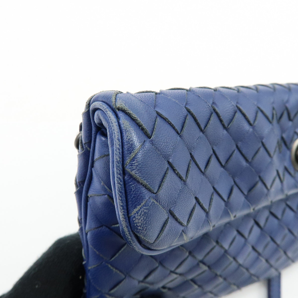 BOTTEGA VENETA Intrecciato Leather Shoulder Bag Crossbody Bag Blue