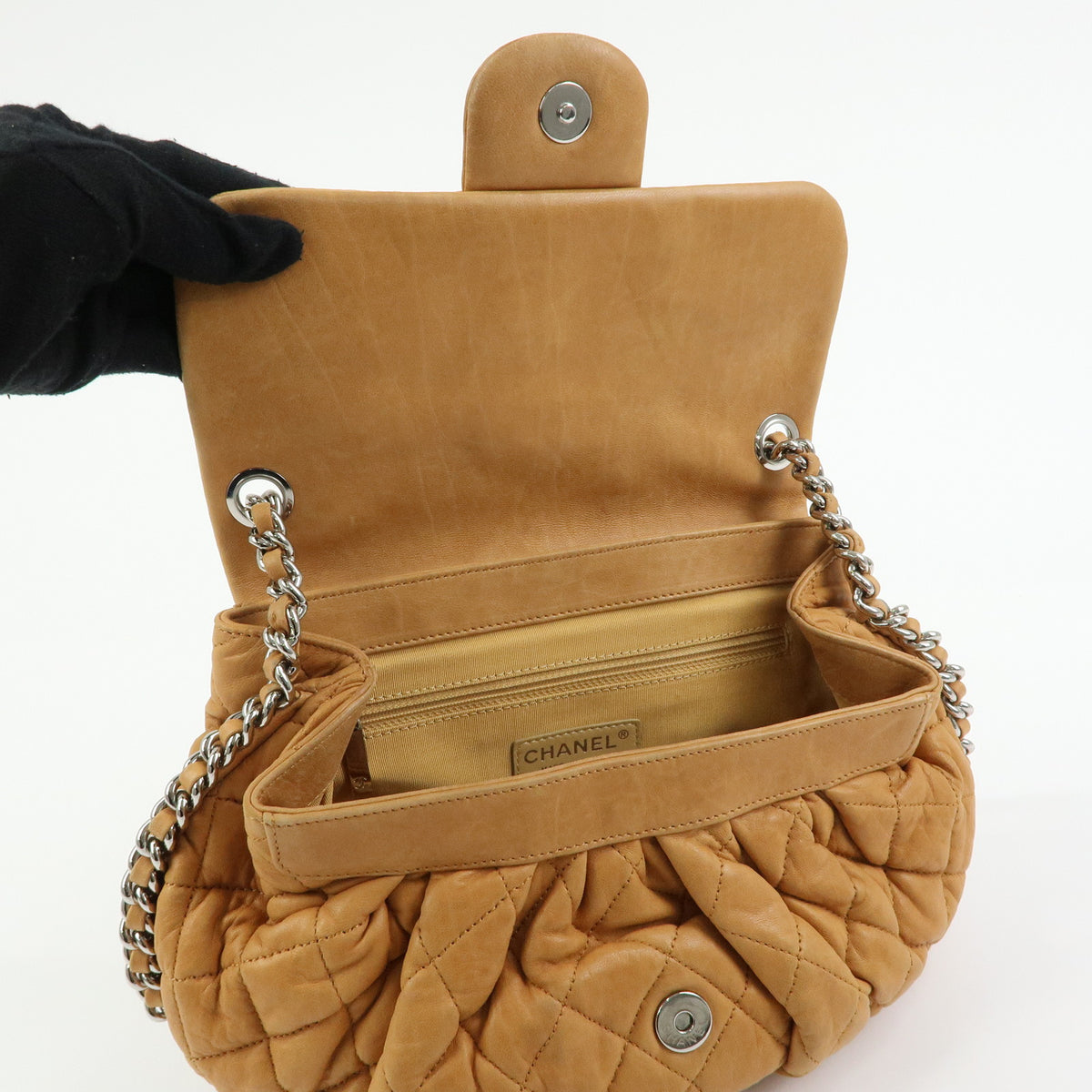 CHANEL Matelasse Luxury Line Lamb Skin Chain Shoulder Bag Brown A49889