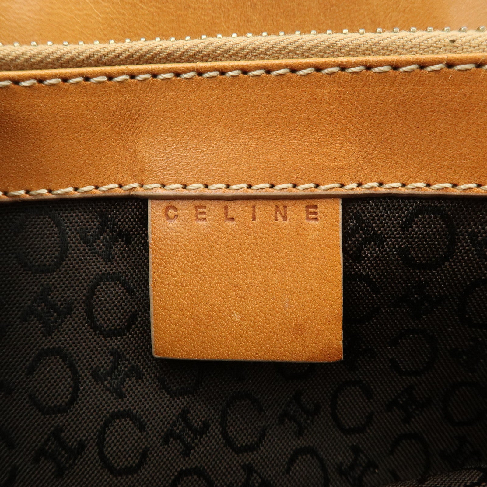 CELINE C Macadam Suede Leather Tote Bag Hand Bag Dark Brown Used