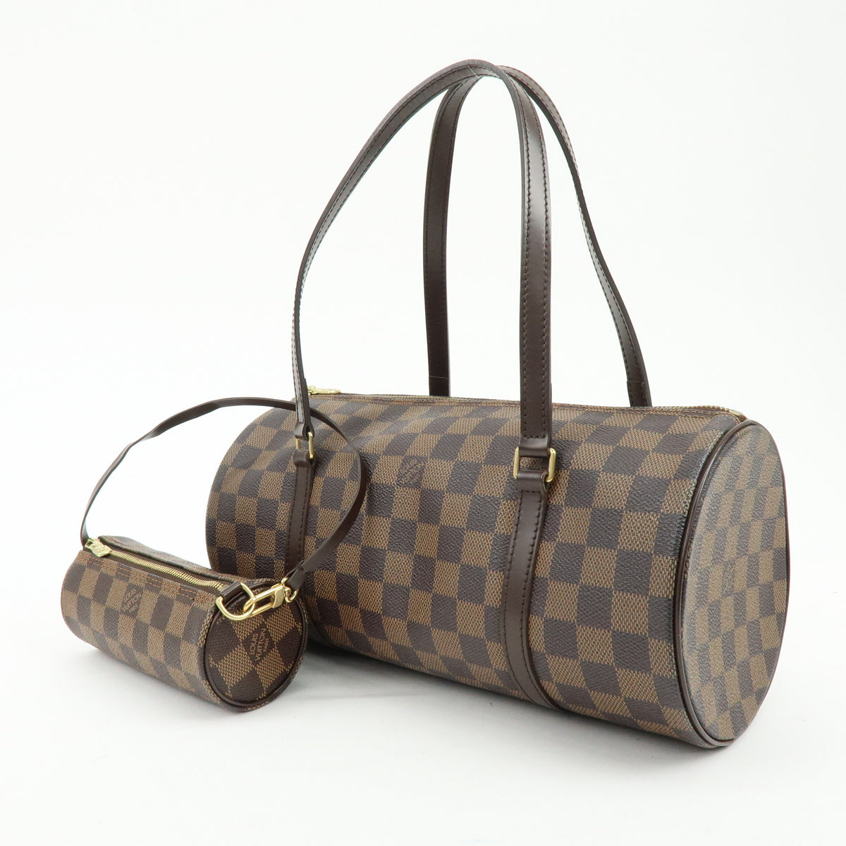 Louis Vuitton Damier Ebene Papillon 30 Hand Bag & Pouch Brown N51303