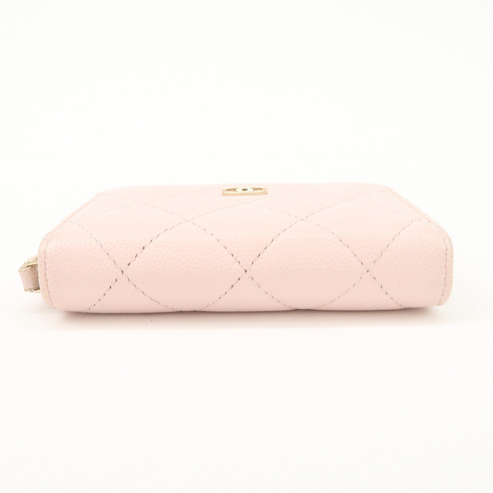 CHANEL Matelasse Caviarskin Classic Zip Around Coin Case Pink AP0216 Used