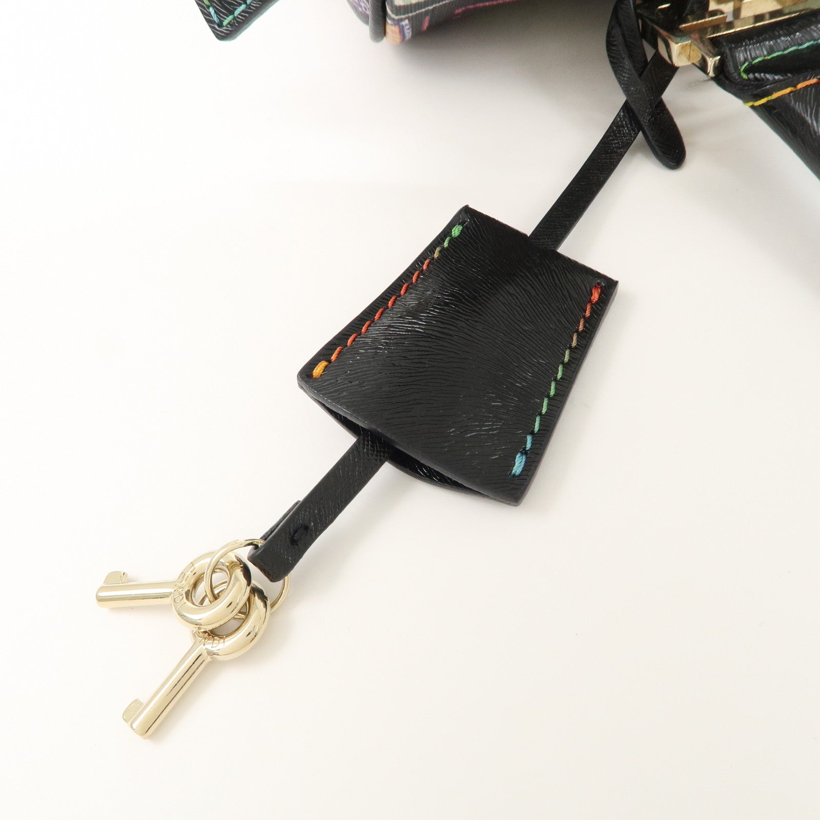 FENDI Zucca PVC Leather Mini Boston Bag Hand Bag Multi Color 8BL068 Used