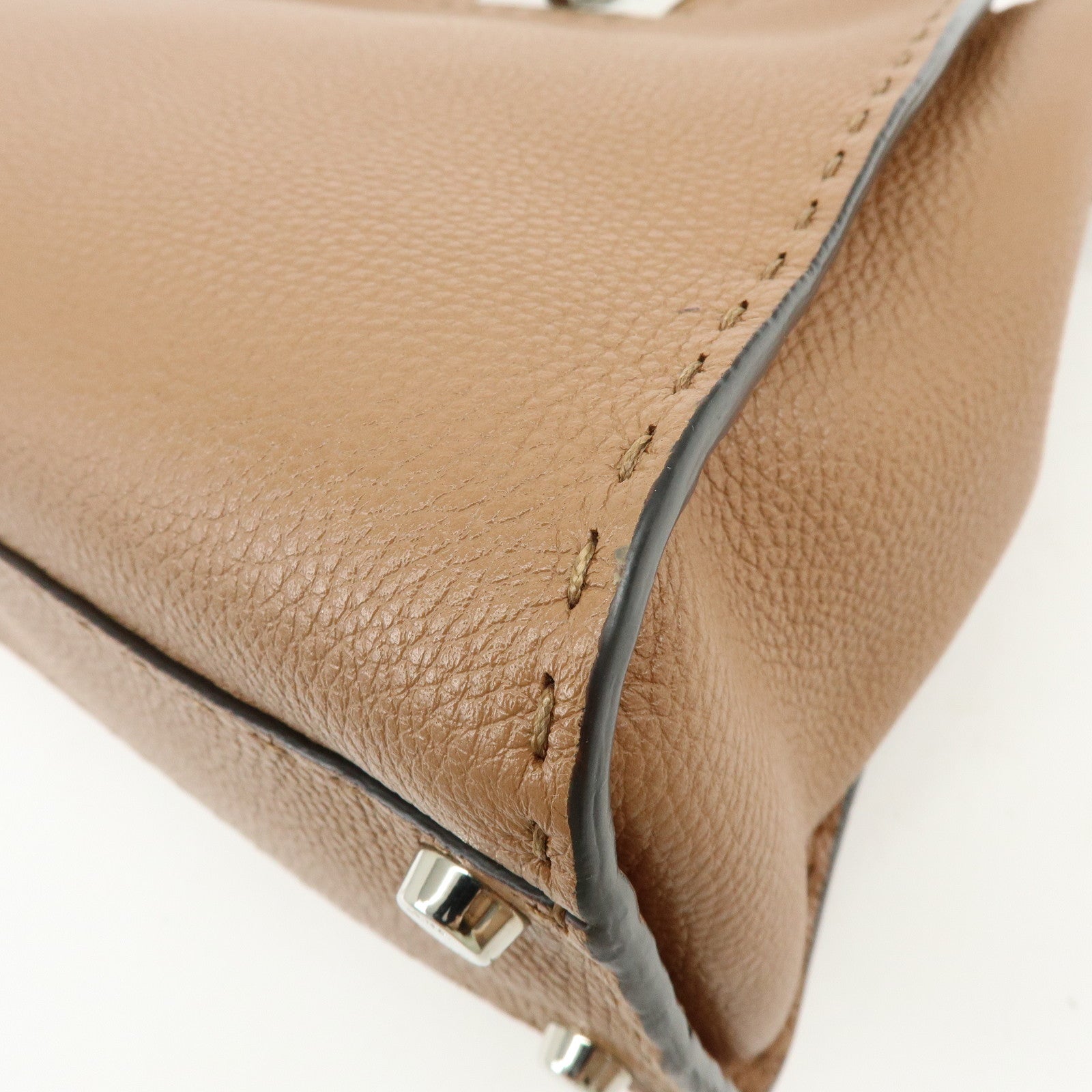 FENDI Selleria Peekaboo Medium Leather 2Way Hand Shoulder Bag 8BN290