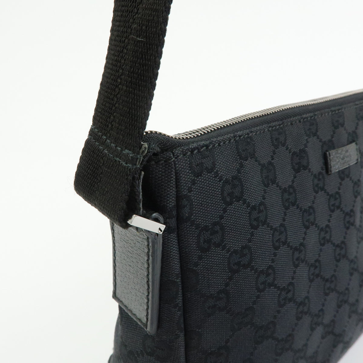 GUCCI GG Canvas Leather Shoulder Bag Crossbody Bag Black 114273
