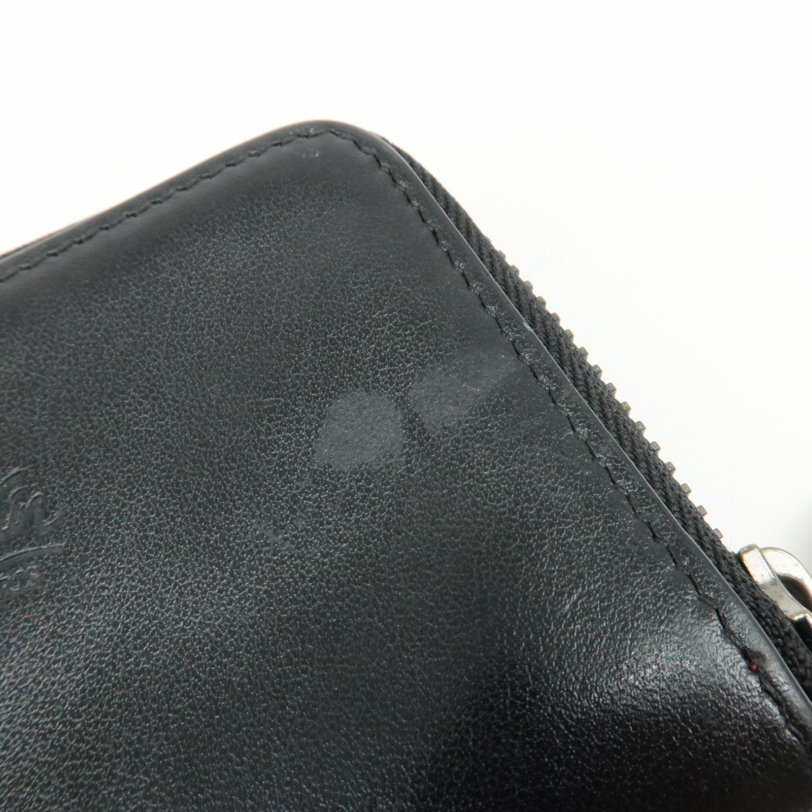 Christian Louboutin Studs Leather Round Zippy Compact Wallet Black