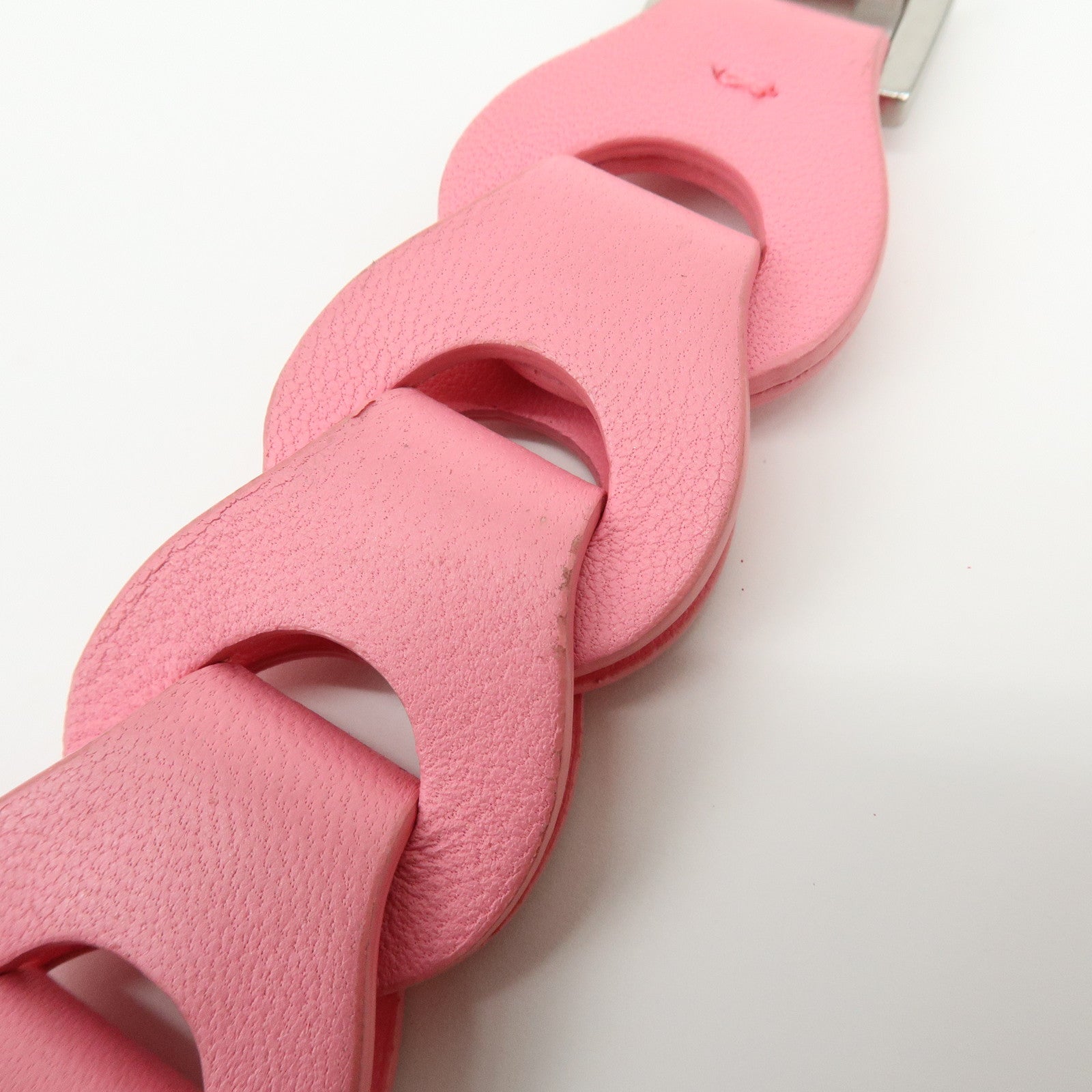 BOTTEGA VENETA Leather Metal Bag Charm Chain Motif Pink 577930