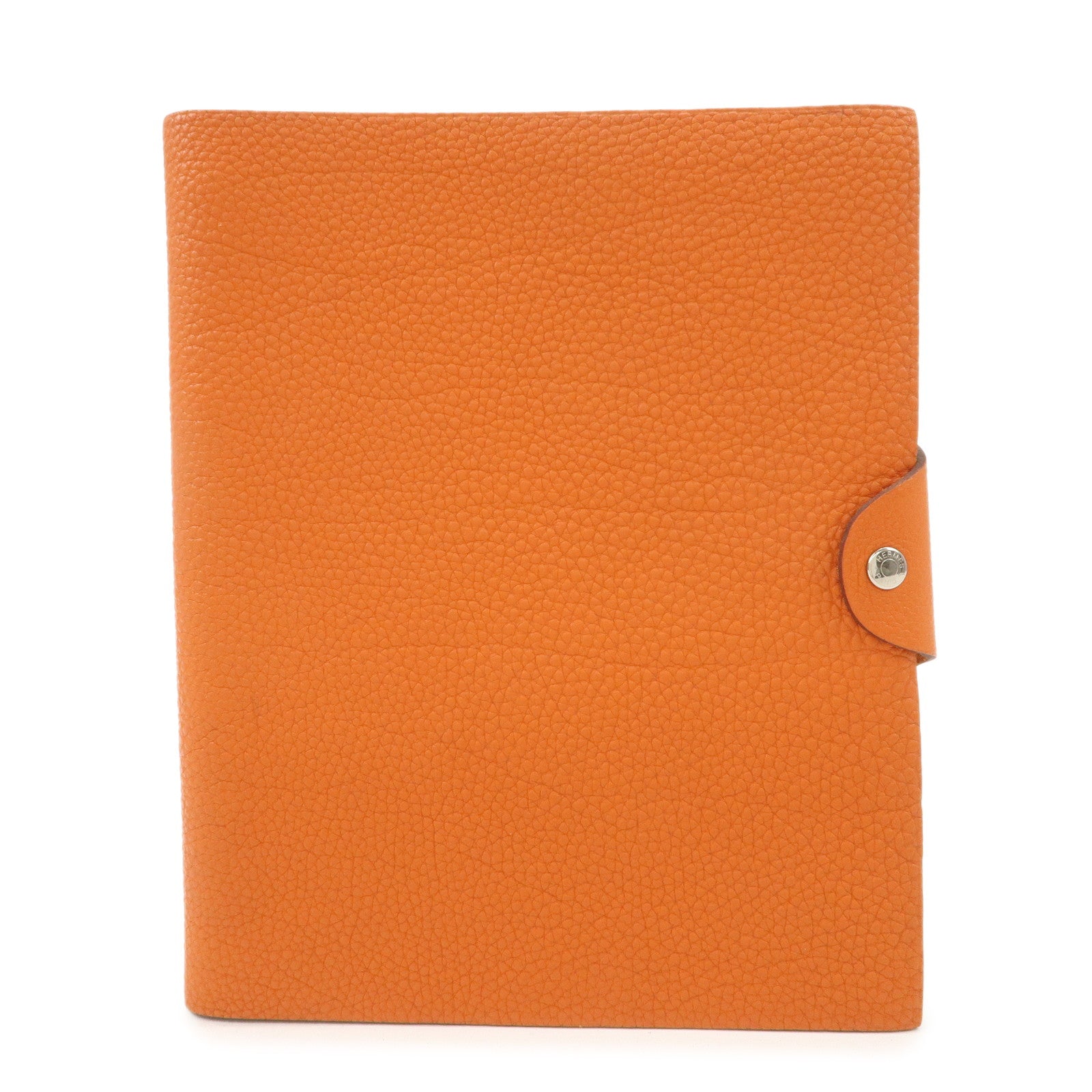 HERMES Togo Leather Ulysse MM □O Stamped Notebook Cover Potiron Orange Used