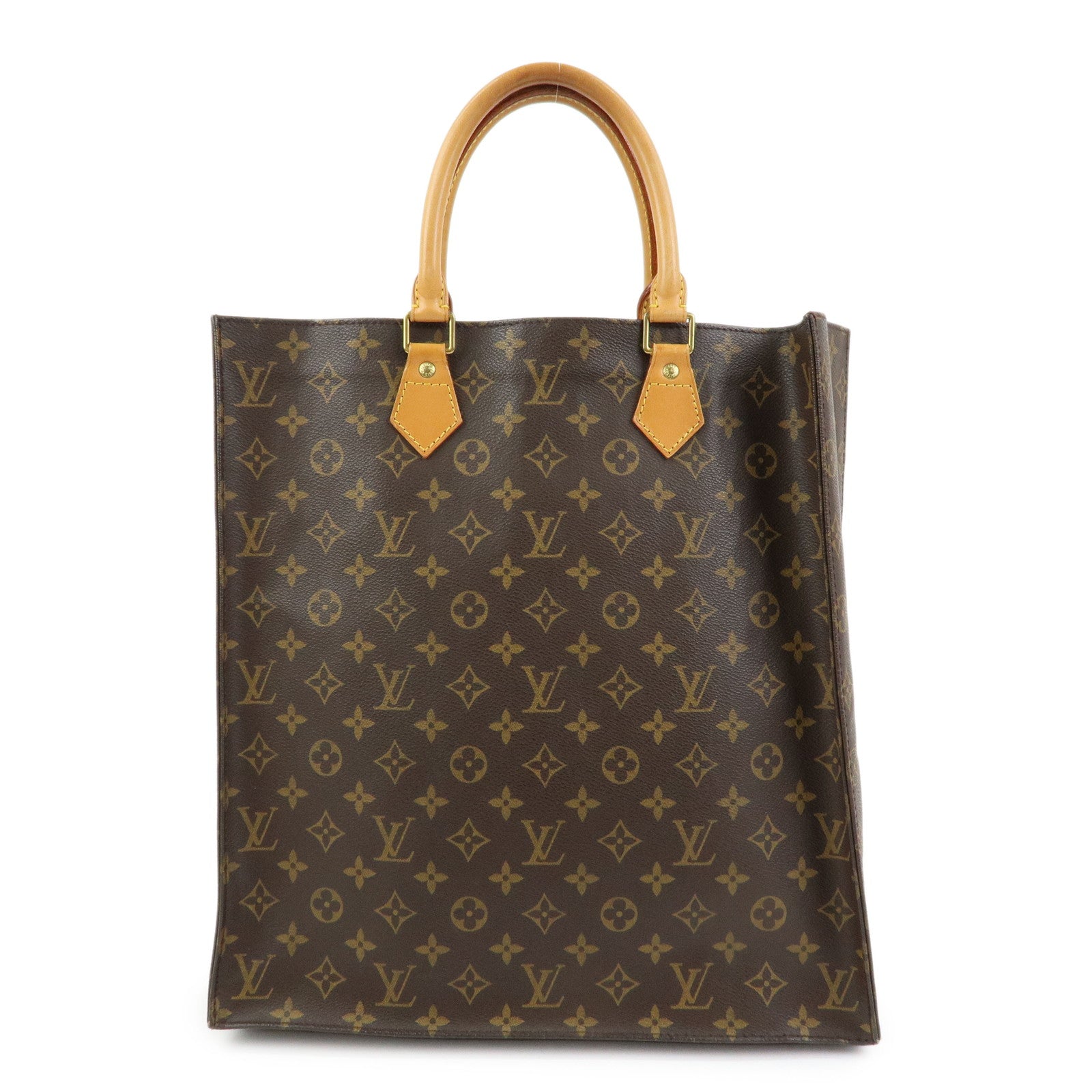 Louis Vuitton Monogram Sac Plat Tote Bag Hand Bag Brown M51140