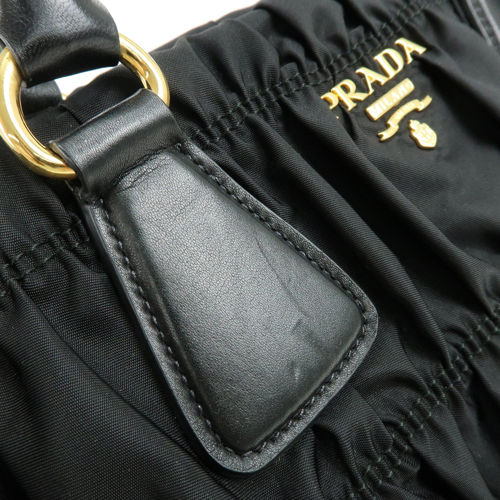PRADA Tessuto Gaufre Nylon Leather 2Way Bag Hand Bag Black B1788M