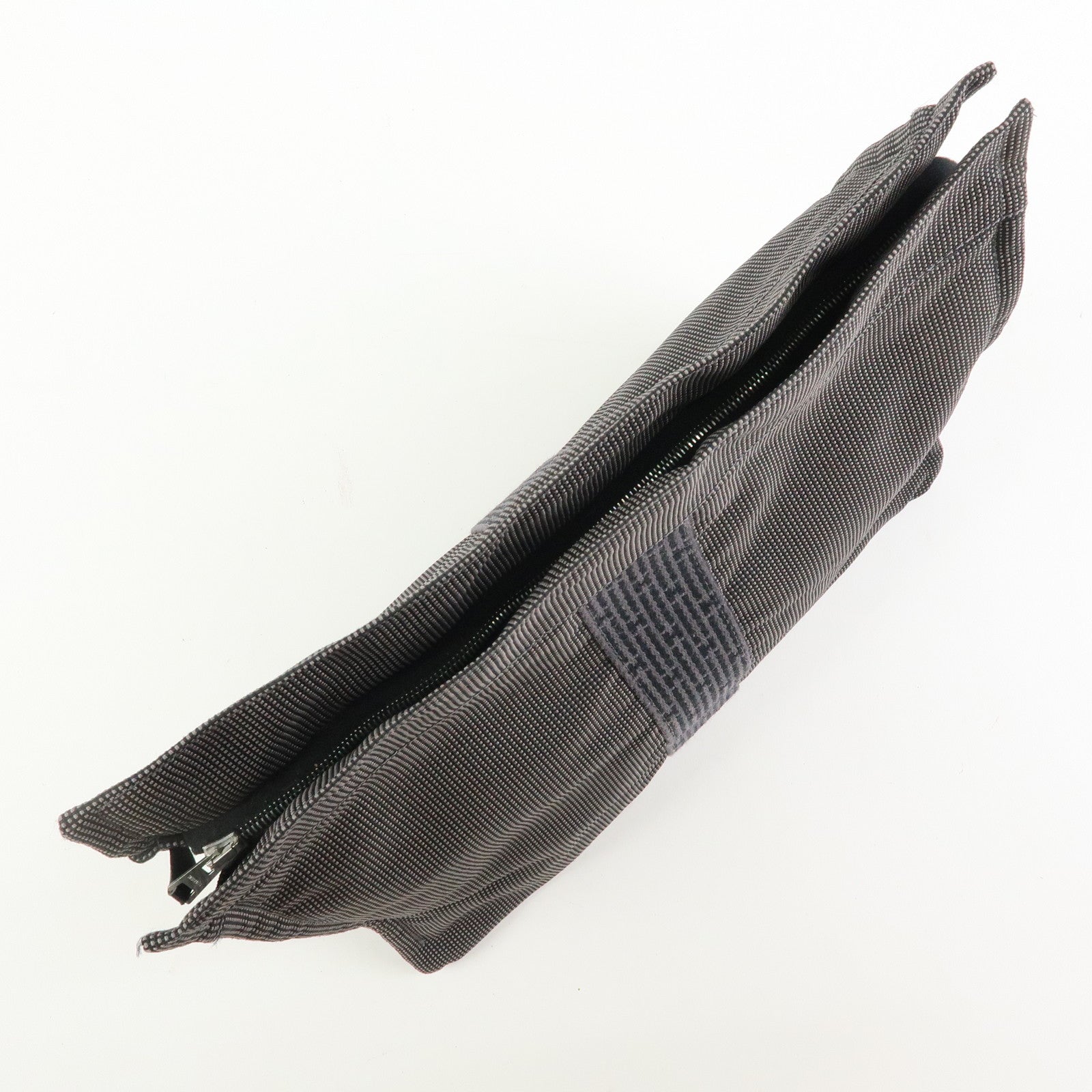 HERMES Herline Polyester Canvas Pouch Clutch Bag Gray Black