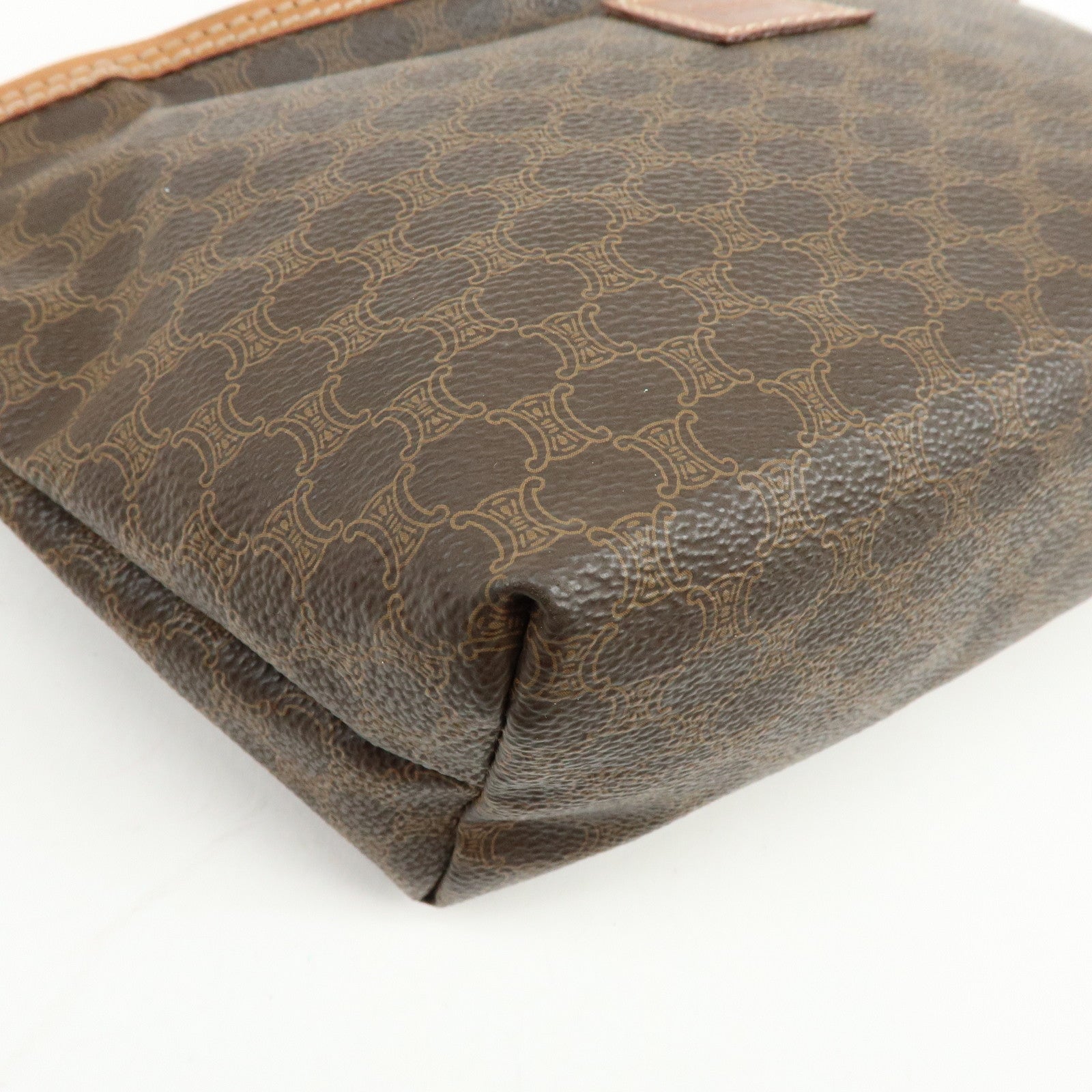 CELINE Macadam PVC Leather Cosmetic Pouch Accessory Pouch Brown