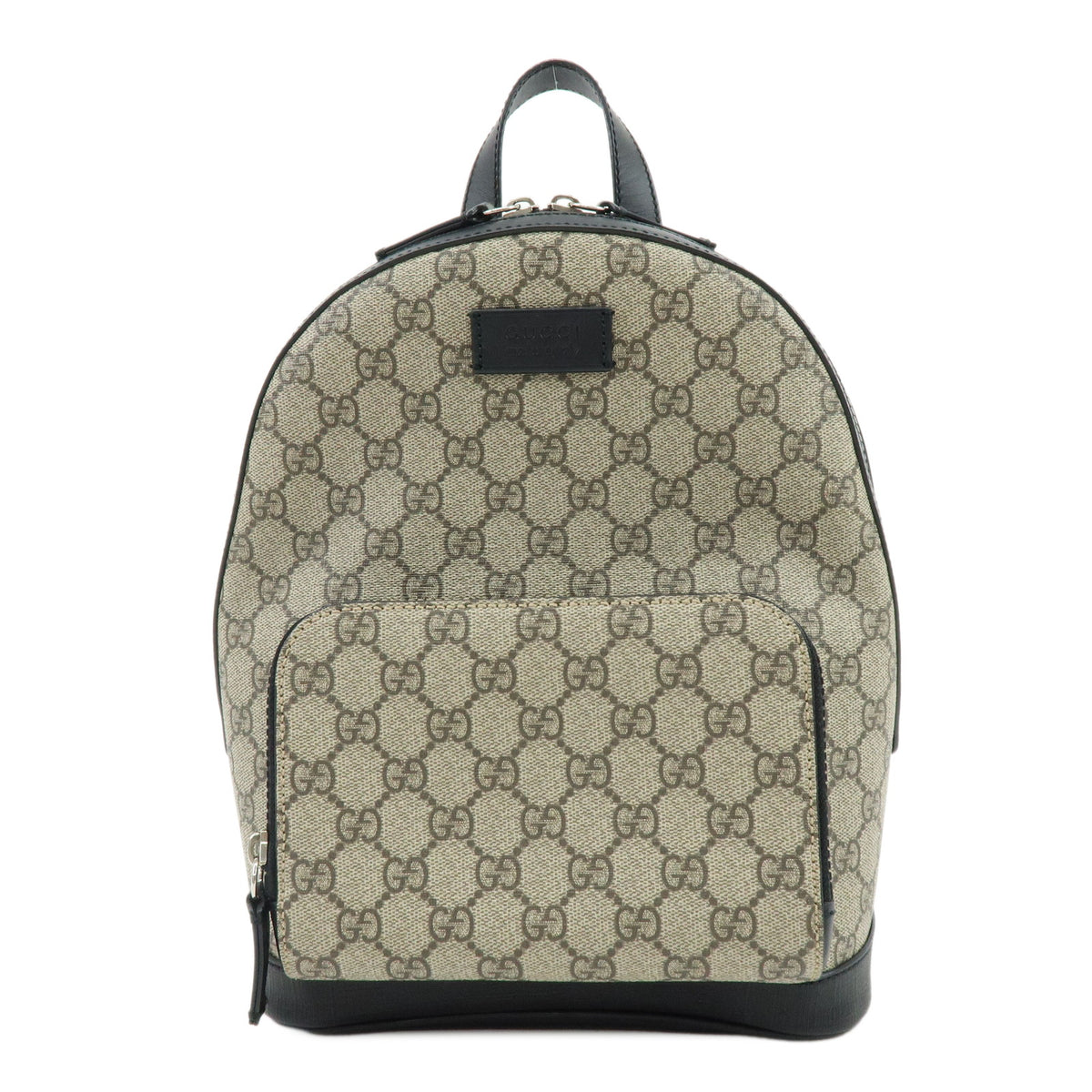 GUCCI GG Supreme Canvas Leather Backpack Rucksack Beige Black 429020