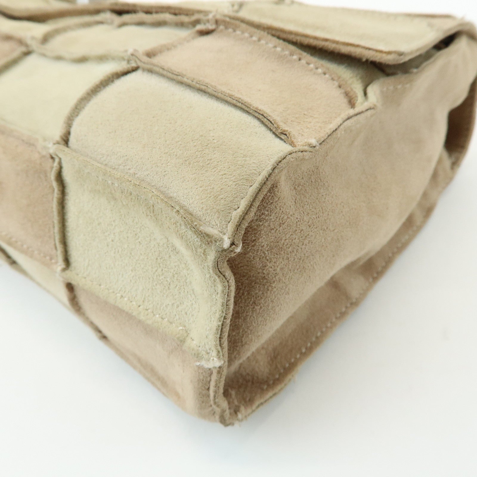 CHANEL 2.55 Suede Patchwork Chain Shoulder Bag Beige A14528