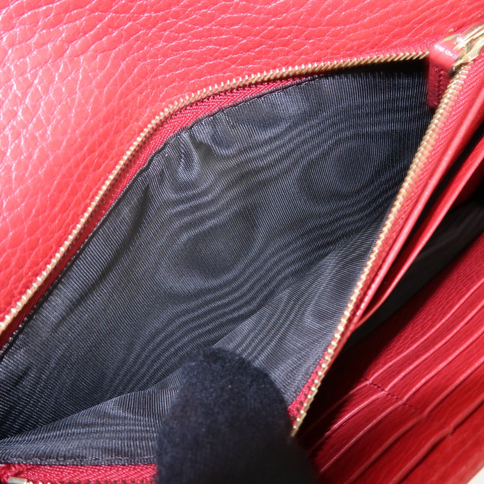 GUCCI Interlocking G Leather Chain Wallet Shoulder Bag Red 510314