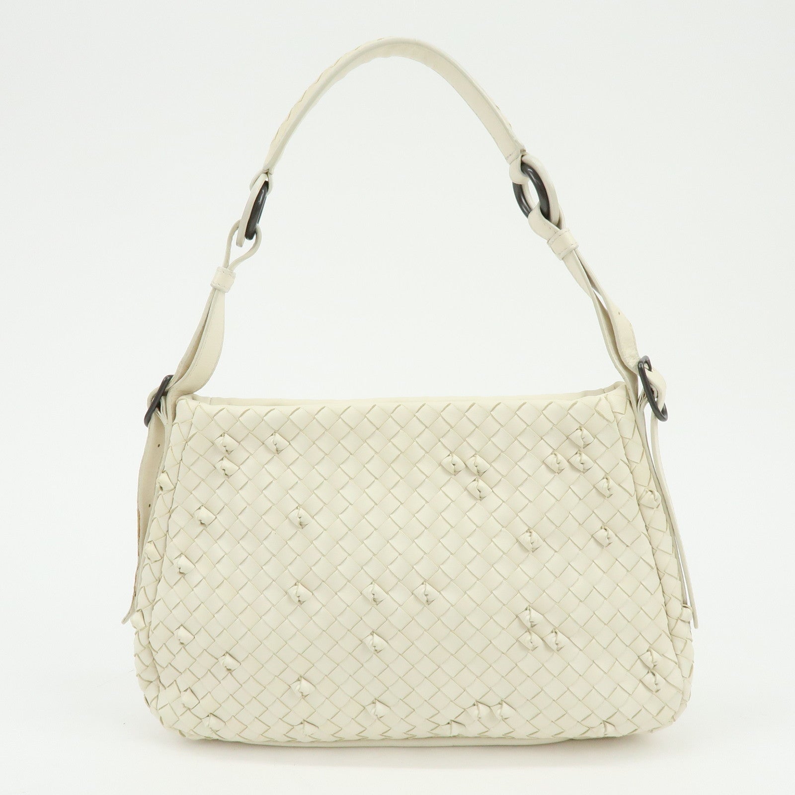BOTTEGA VENETA Intrecciato Leather Shoulder Bag Hand Bag White 133507
