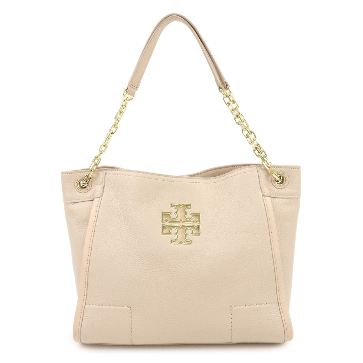 TORY BURCH Logo Britten Leather Chain Shoulder Bag Tote Bag Pink