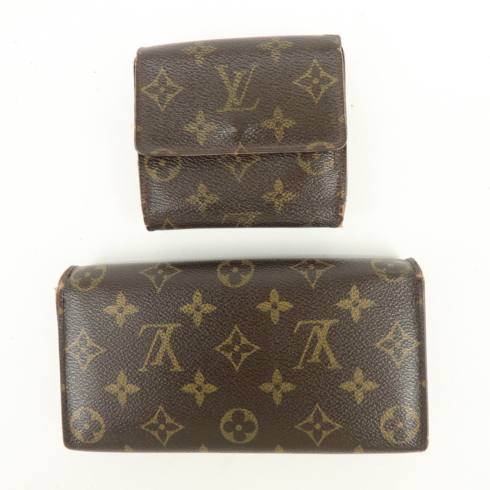 Louis Vuitton Monogram Canvas Compact Lot of 2 Wallet Long Wallet Brown