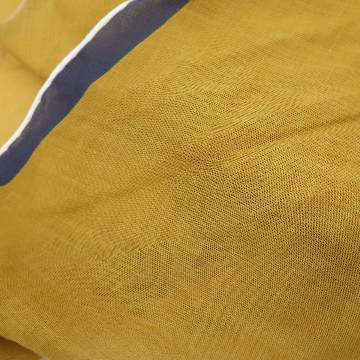 HERMES Cotton 100% Pointu Scarf Mustard Navy White