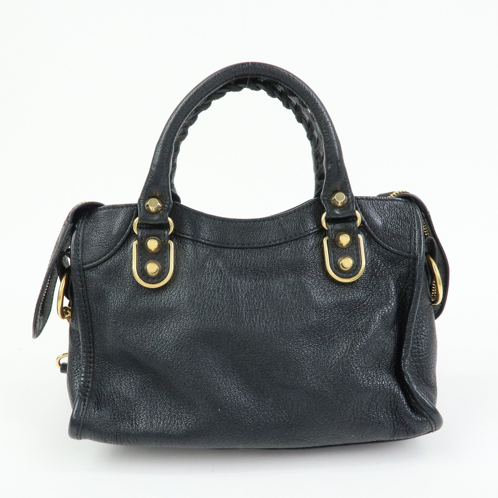 BALENCIAGA Classic Mini City Leather 2Way Bag Hand Bag Black 390160