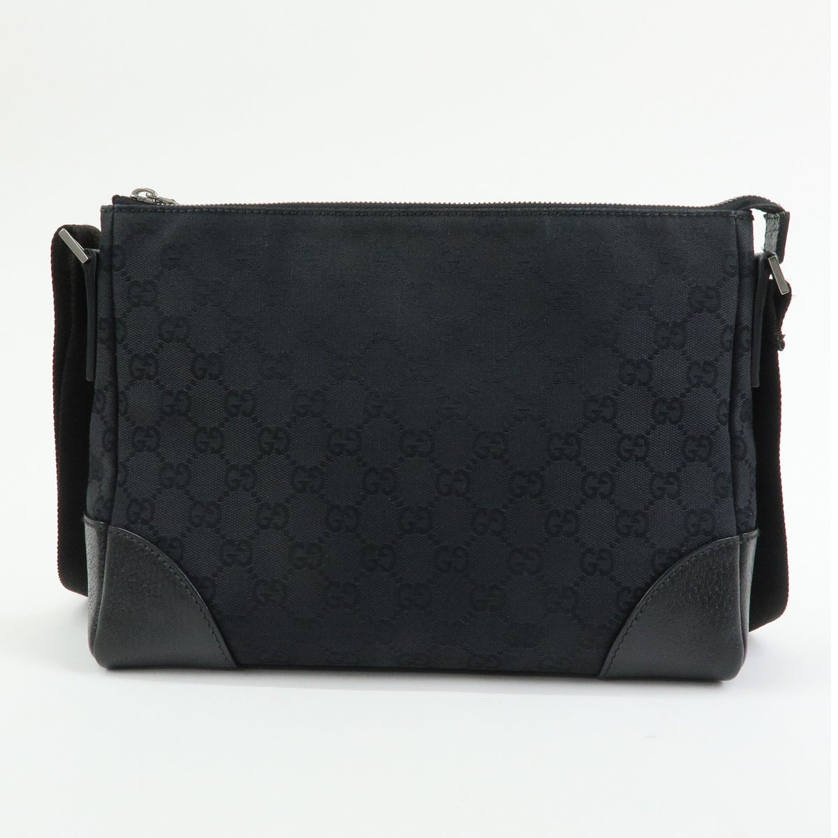 GUCCI GG Canvas Leather Shoulder Bag Crossbody Bag Black 114273